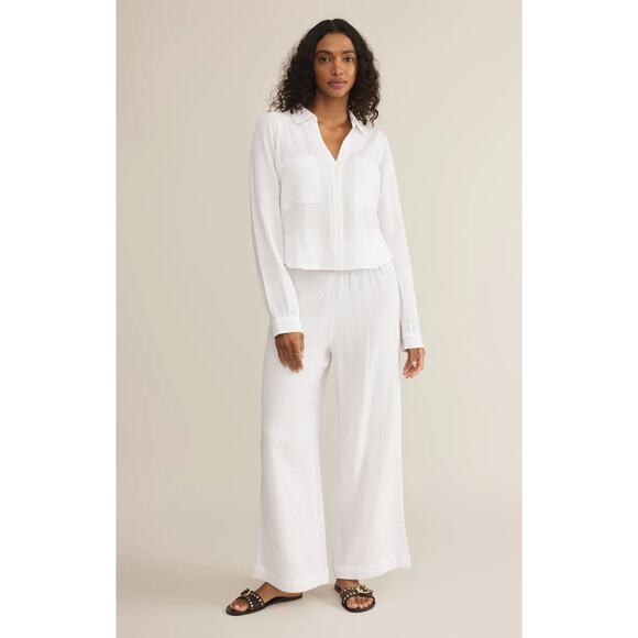 Z Supply Cassidy Full Length Gauze Pant - White NWT SIZE S - Picture 1 of 5